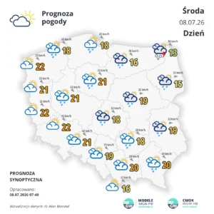 mapa pogodowa Polski 8 lipca 2026