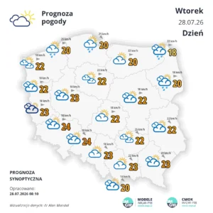 mapa pogodowa Polski 28 lipca 2026