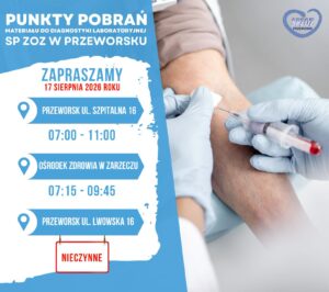 Planujesz badania krwi w poniedziałek? Sprawdź zmiany w punktach pobrań w Przeworsku i Zarzeczu