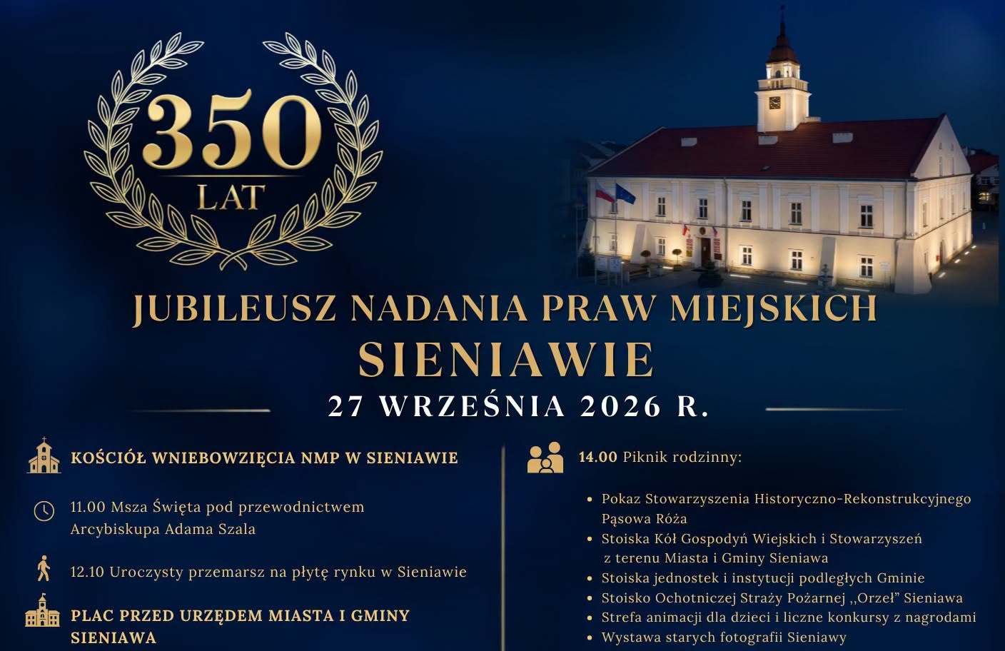 Lokalna Gazeta Internetowa 3 Jubileusz 350-Lecia Nadania Praw Miejskich Sieniawie