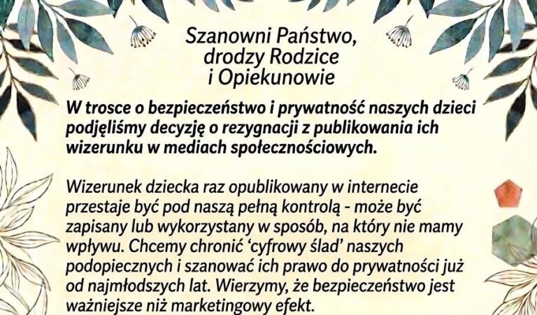 Przedszkole Miejskie Nr 3 chroni prywatność dzieci. Koniec z publikacją wizerunku w sieci