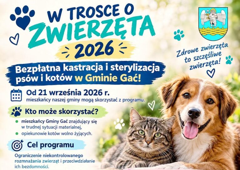Akcja kastracja w Gminie Gać - plakat