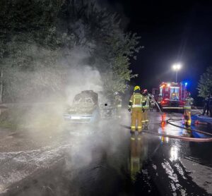 Nocny pożar samochodu w Rożniatowie