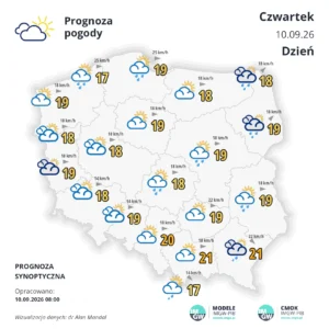 Mapa pogodowa Polski 10 września 2026