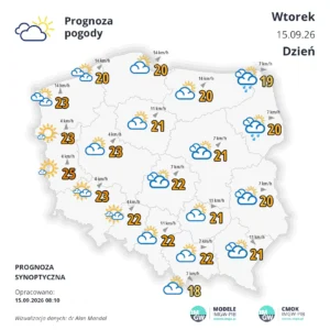 Mapa pogodowa Polski 15 września 2026