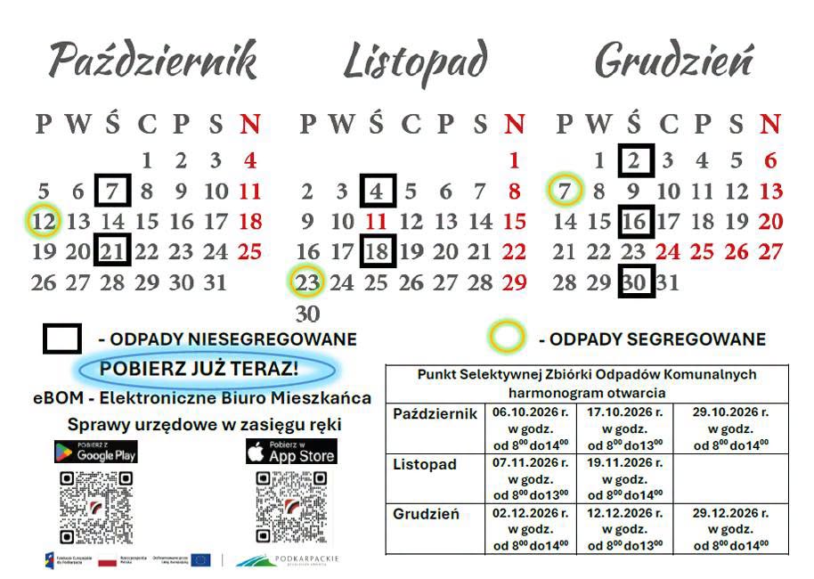 Lokalna Gazeta Internetowa 2 Nowy Harmonogram Wywozu Śmieci W Gminie Jawornik Polski Na Iv Kwartał 2026