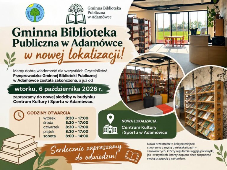Nowa lokalizacja biblioteki w Adamówce