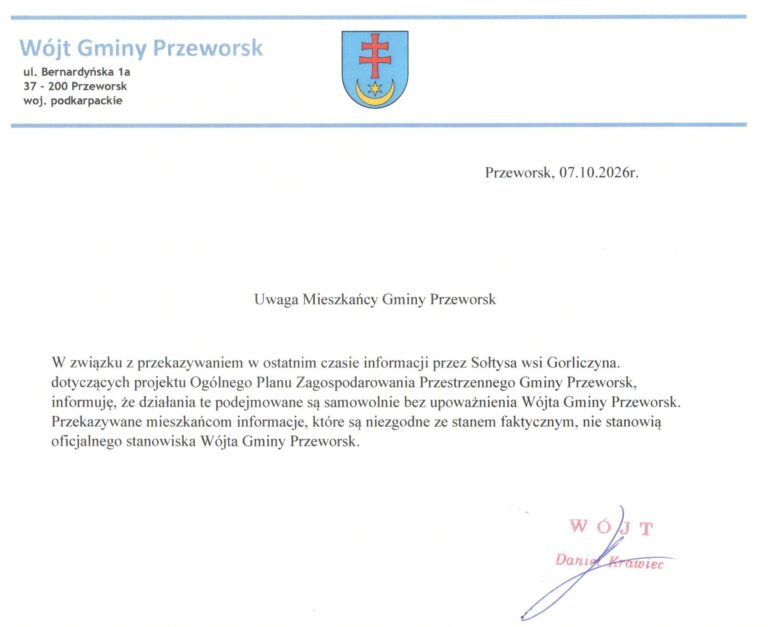 Oświadczenie wójta Przeworska