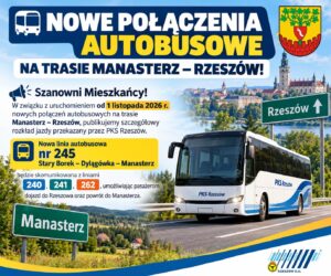 Nowe kursy autobusowe Manasterz – Rzeszów od 1 listopada. PKS uruchamia linię nr 245