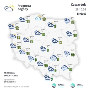 Mapa pogodowa Polski 29 października 2026